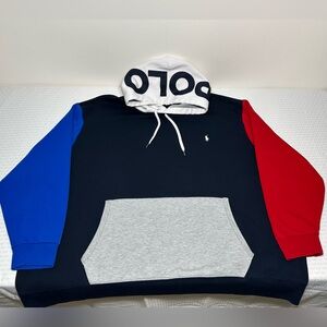 Ralph Lauren Polo Men's 4XB Multi ColorBlock Pullover Tech Hoodie 4XL Big EXC.!
